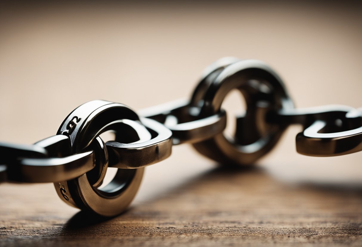 A broken chain symbolizing credit repair solutions, with one end repaired and the other still broken