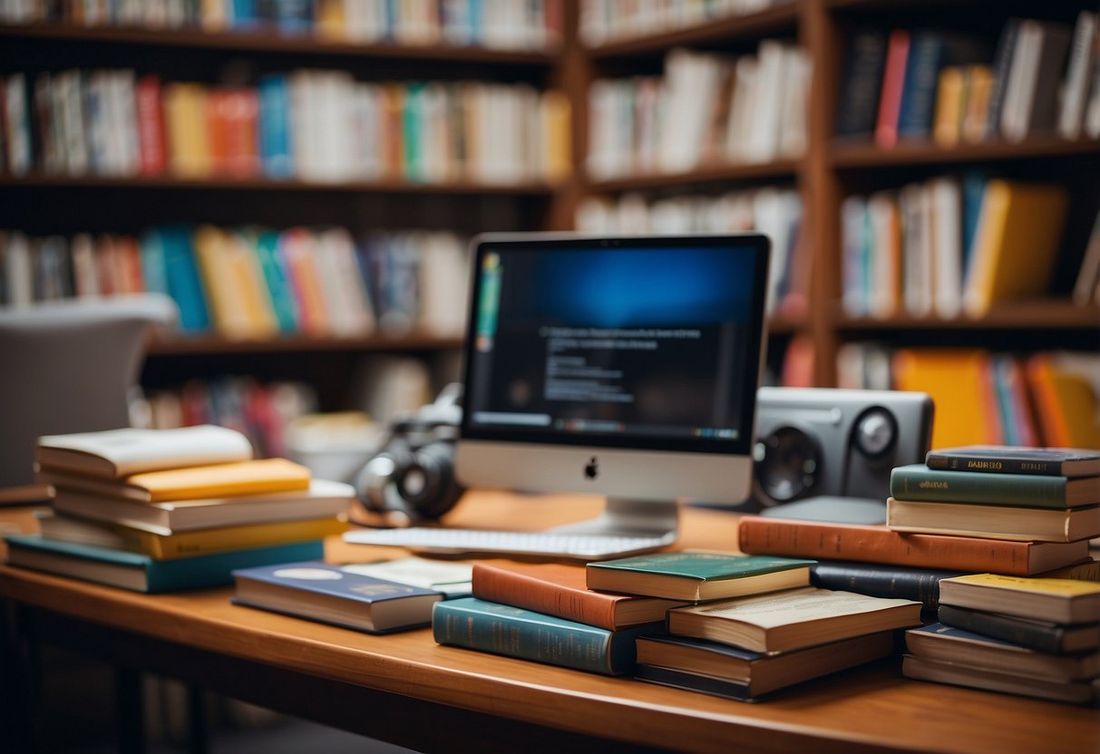 A colorful array of educational materials, including books, audiovisual aids, and hands-on activities, arranged in a well-lit, organized space