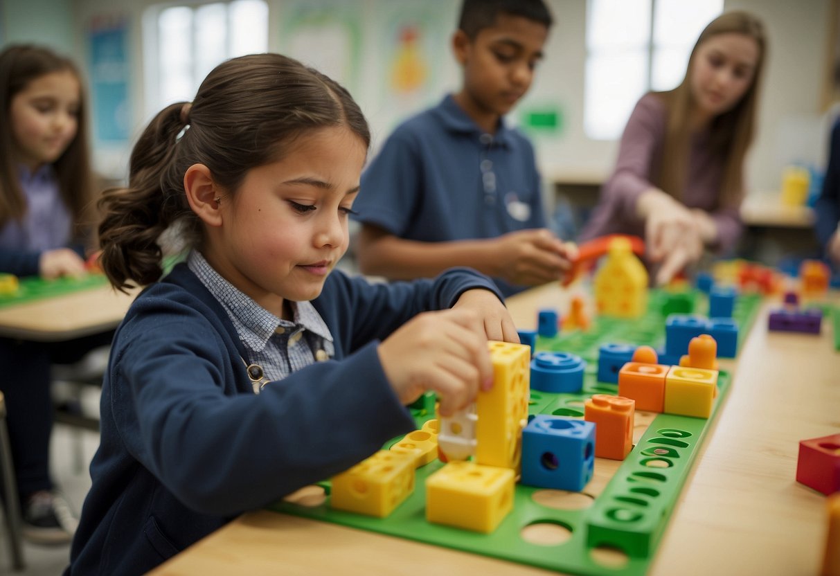 Students interact with tactile learning tools like manipulatives and models, engaging in hands-on activities. A dynamic classroom environment promotes movement and physical involvement in the learning process