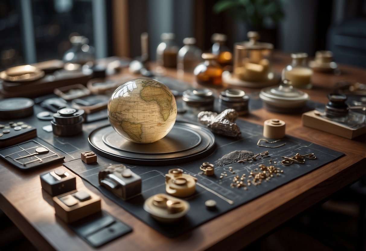 A table covered in various textured materials, a collection of interactive learning tools, and a hands-on experiment station