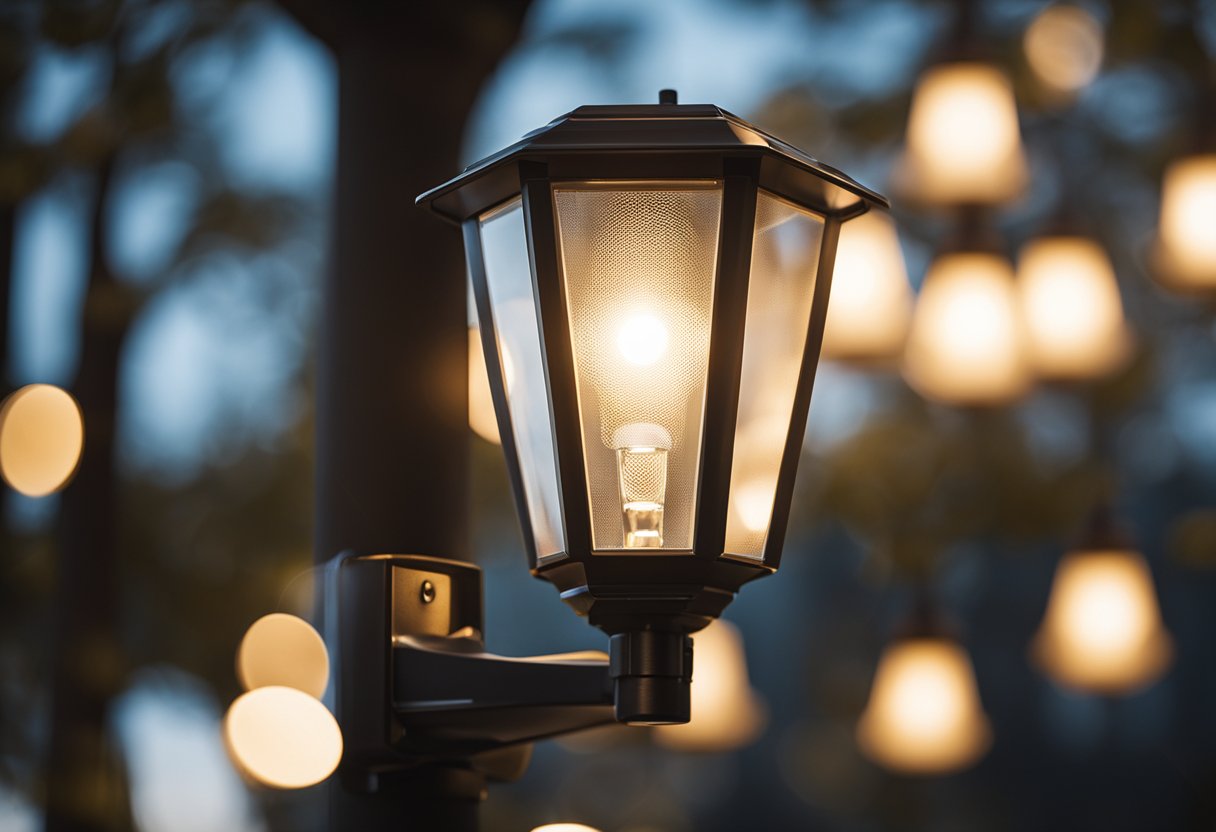 An outdoor light fixture with a sensor