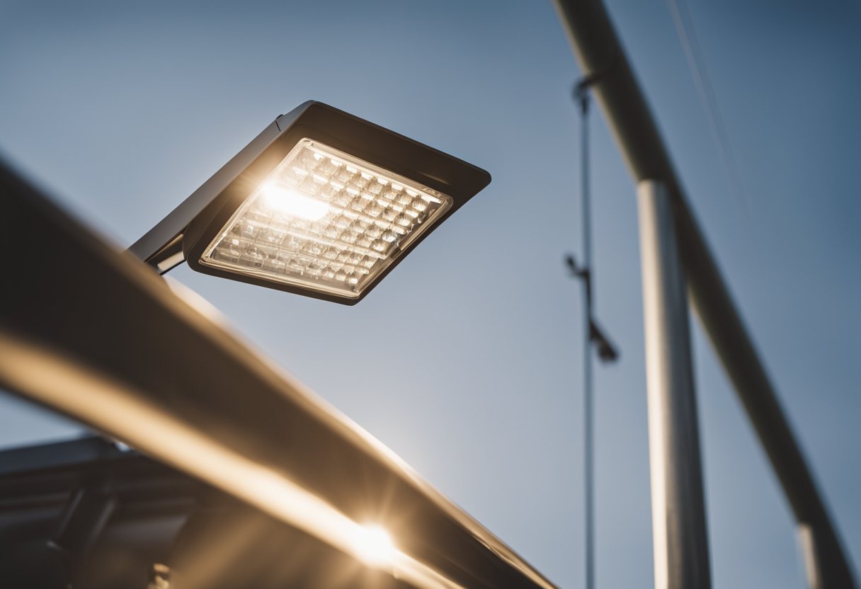 A person installing an outdoor motion sensor floodlight