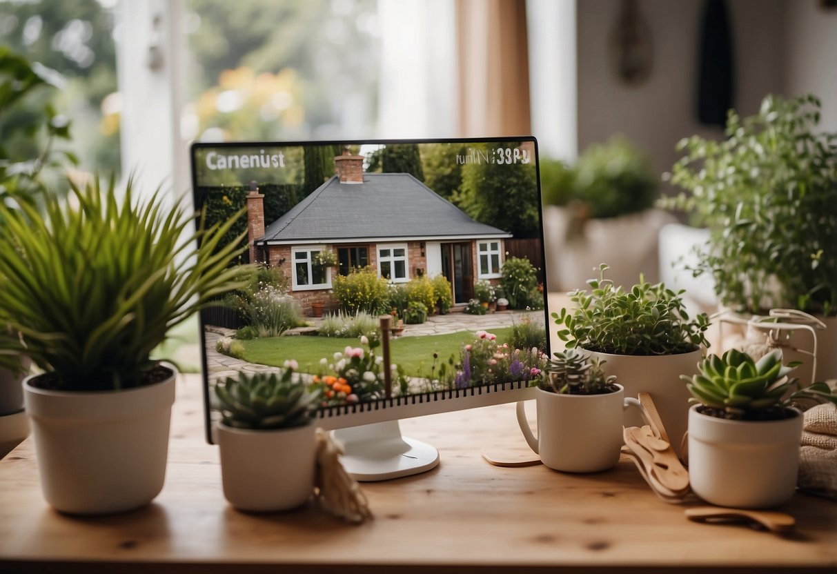 A vibrant family garden with healthy plants and flowers, a well-organized family calendar, a stocked and tidy kitchen, a lively family pet, and smiling family photos displayed in a cozy living space