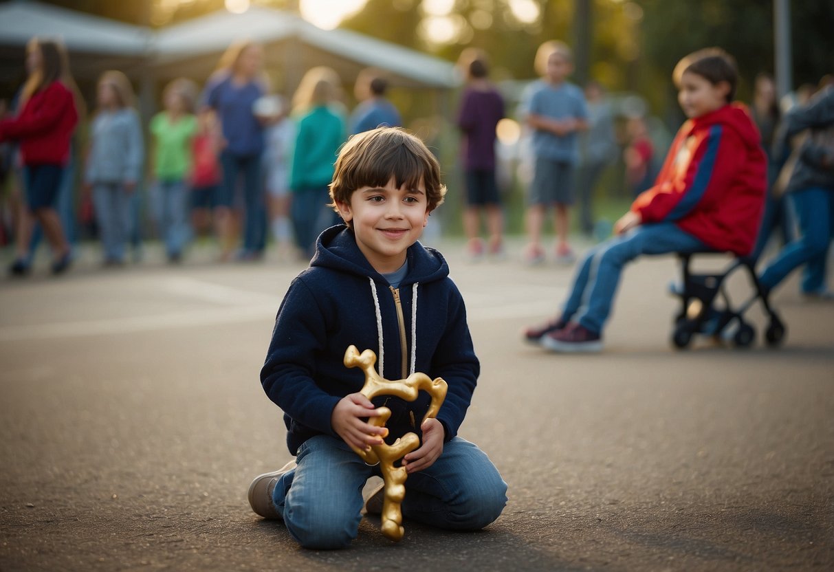 A child with autism plays alone while others socialize