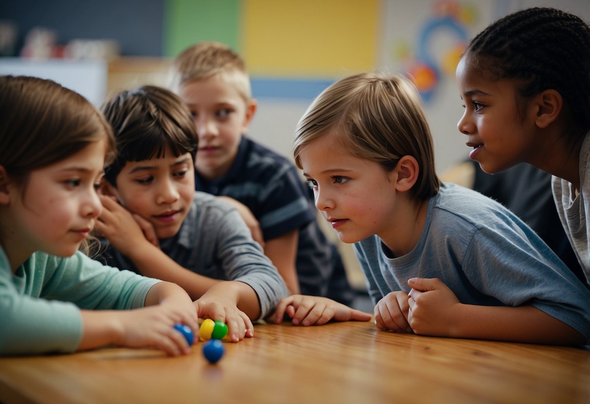 A group of children engage in various activities, some struggle with social interactions while others display difficulty in managing their emotions. The differences between learning disabilities and developmental delays are evident in their behaviors