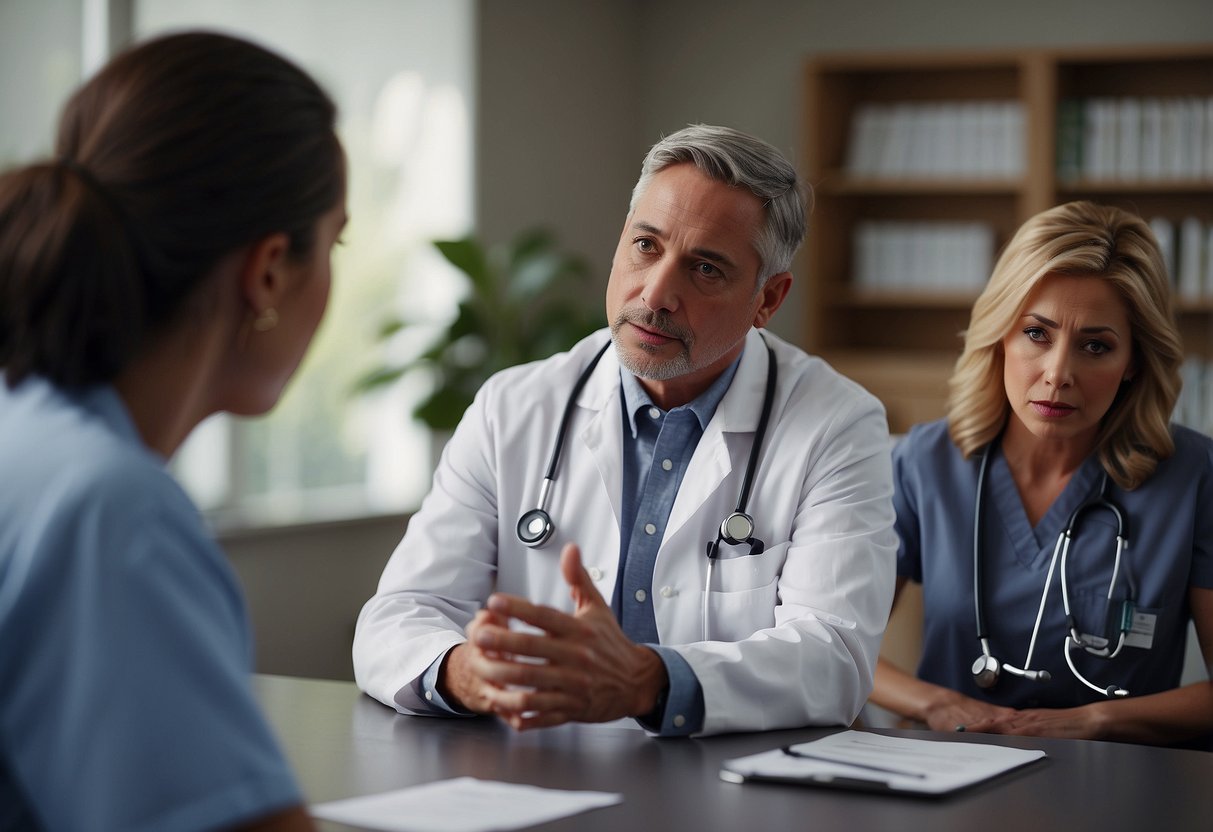 A parent sits across from a medical team, asking about alternative therapies. The team listens attentively, ready to provide information and guidance