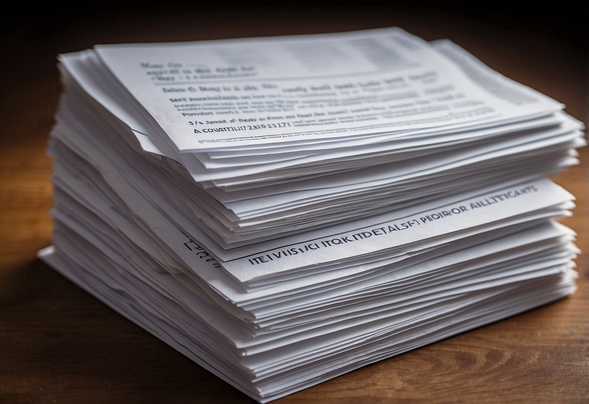 A stack of papers with "New evaluation results" and "10 Signs Your Child’s IEP Needs to Be Updated" printed on them