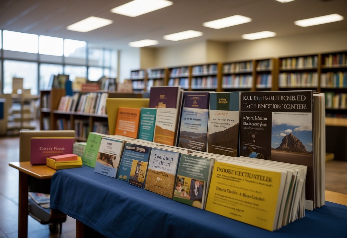 A display of books, pamphlets, and posters on special education laws and rights at a Parent Training and Information Center