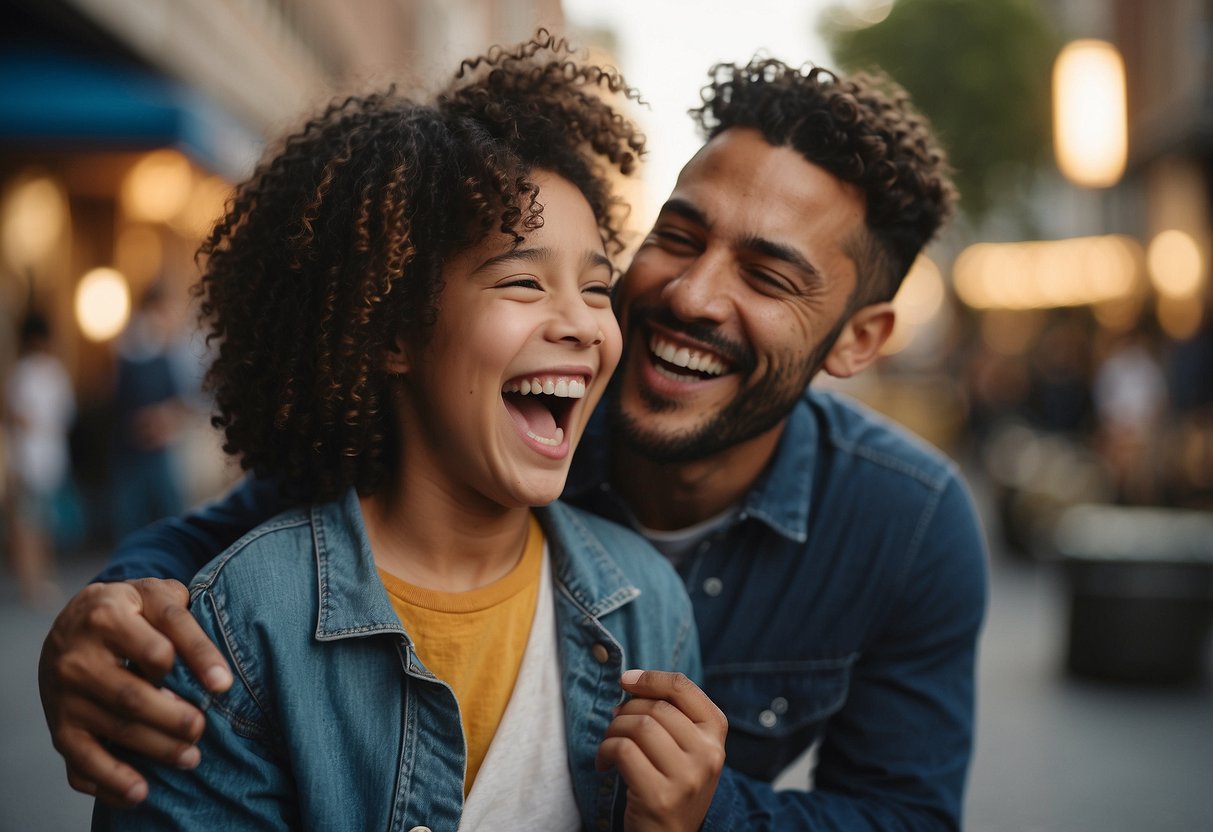 A parent smiles as they use positive reinforcement with their child. The child looks happy and engaged in everyday activities, finding joy in the special moments