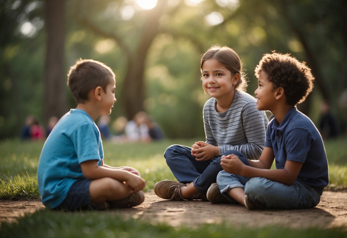 Children sit in a circle, asking questions about their sibling's special needs. A parent or caregiver listens and answers, creating a supportive and open environment