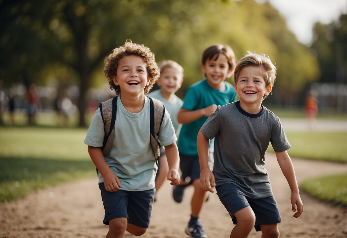 Siblings play soccer, swing on a playground, and go for a walk with their special needs brother or sister. They laugh and bond while enjoying outdoor activities together