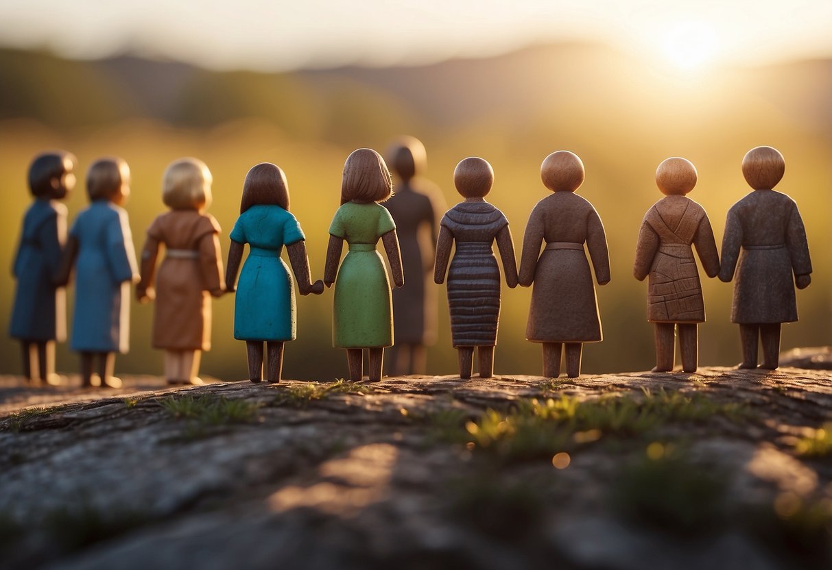 A group of diverse objects arranged in a circle, each representing a different strategy for including siblings. Light shines down on them, symbolizing warmth and inclusivity