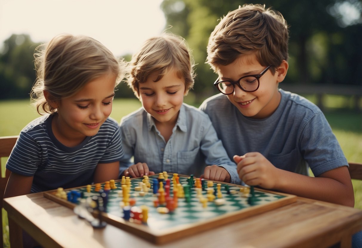 Siblings playing board games together, reading a book as a group, or engaging in a shared hobby like gardening or cooking. A parent is involved in facilitating the activities, ensuring all children feel included and valued