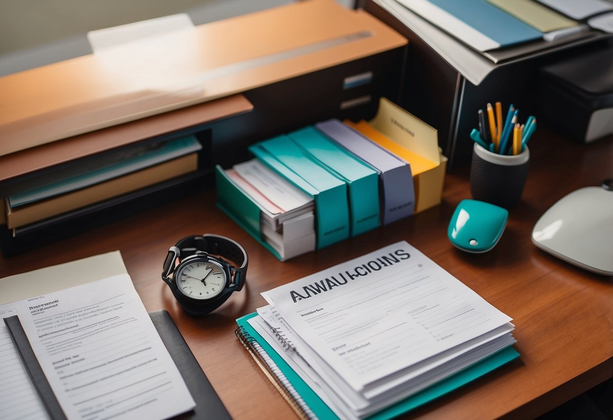 A desk with neatly organized folders, a computer with open documents, and a checklist of 10 tips for advocating for a special needs child