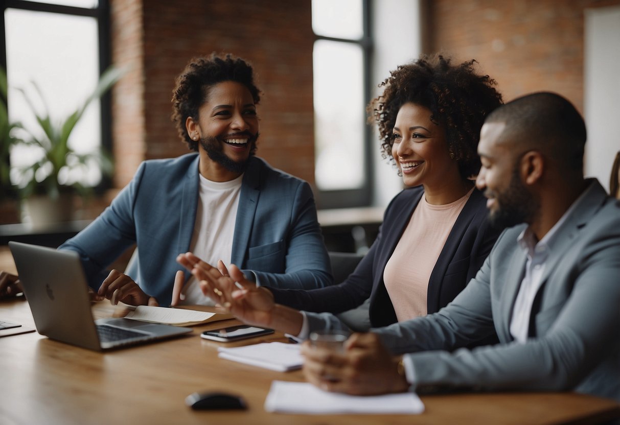 A group of advocates gather, exchanging ideas and support. They engage in active listening, sharing strategies and building confidence. The atmosphere is positive and empowering