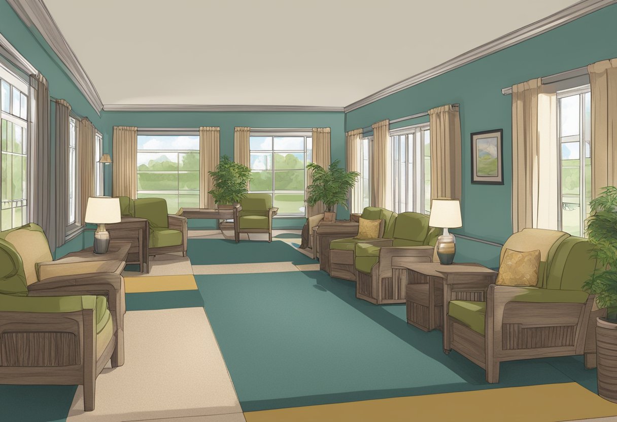 A cozy senior living facility in Berea, Ohio, with staff providing daily living assistance and support services