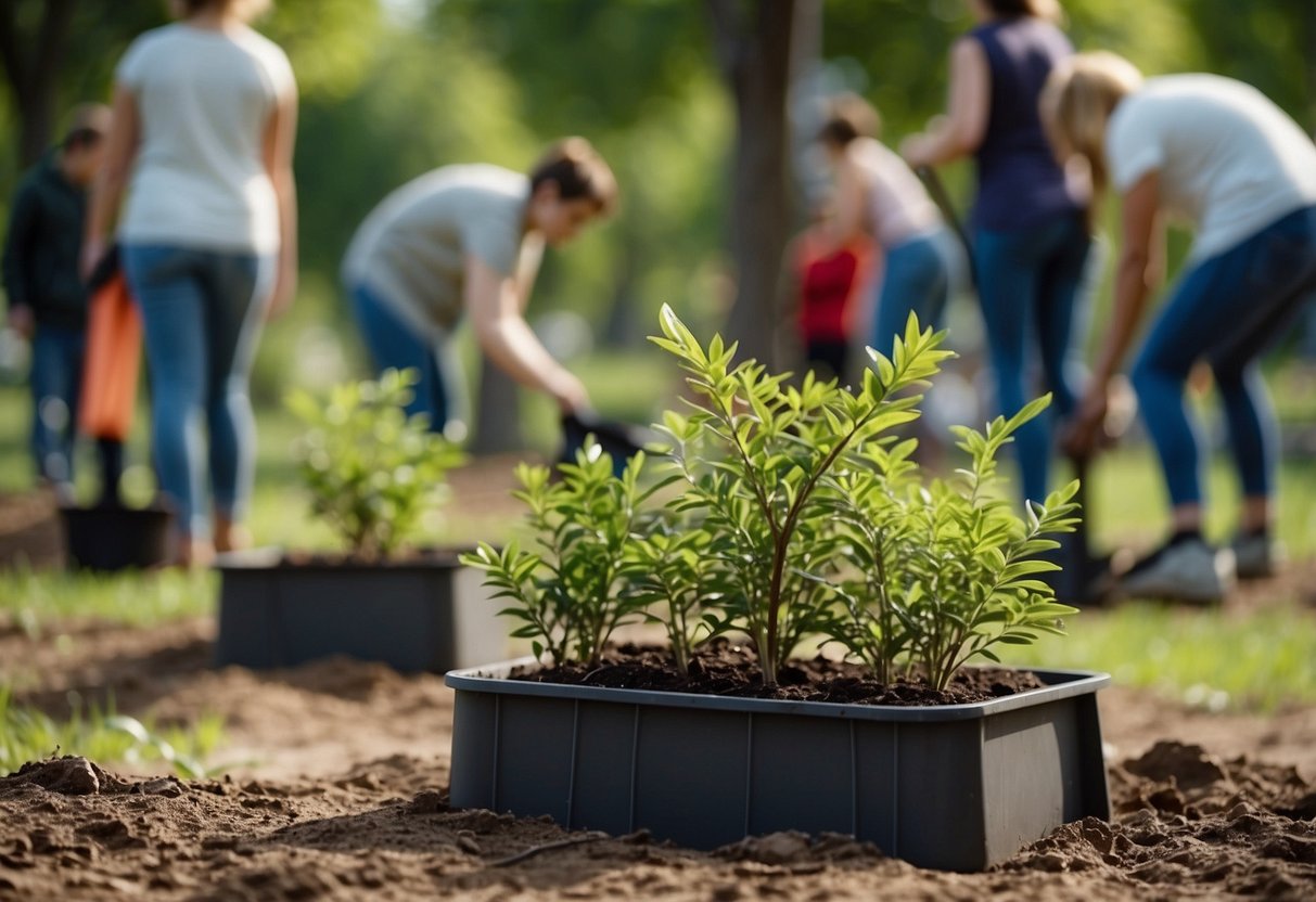 People planting trees in the community park for a kind act