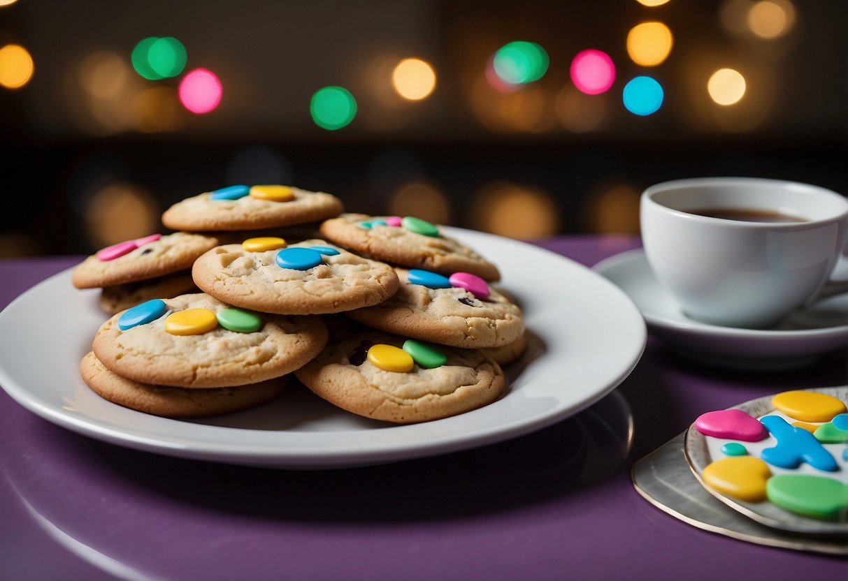 A tray of freshly baked cookies sits on a table, surrounded by colorful thank you notes for community workers