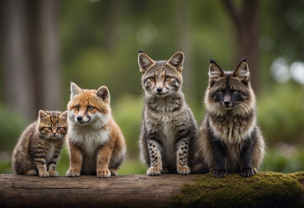 A diverse group of animals peacefully coexisting, each showing respect for the others' differences through gestures of kindness and understanding