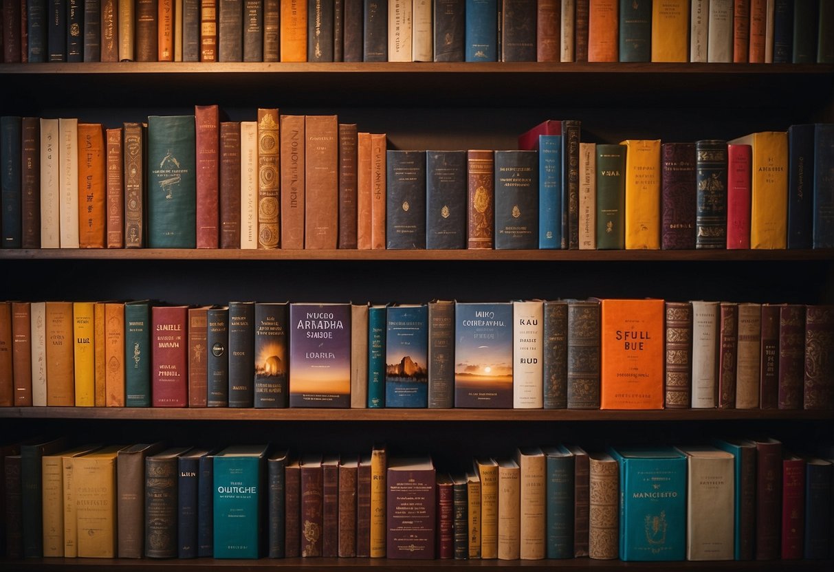 A diverse collection of books arranged on a shelf, each cover depicting a different cultural background. The titles are visible and colorful, inviting exploration