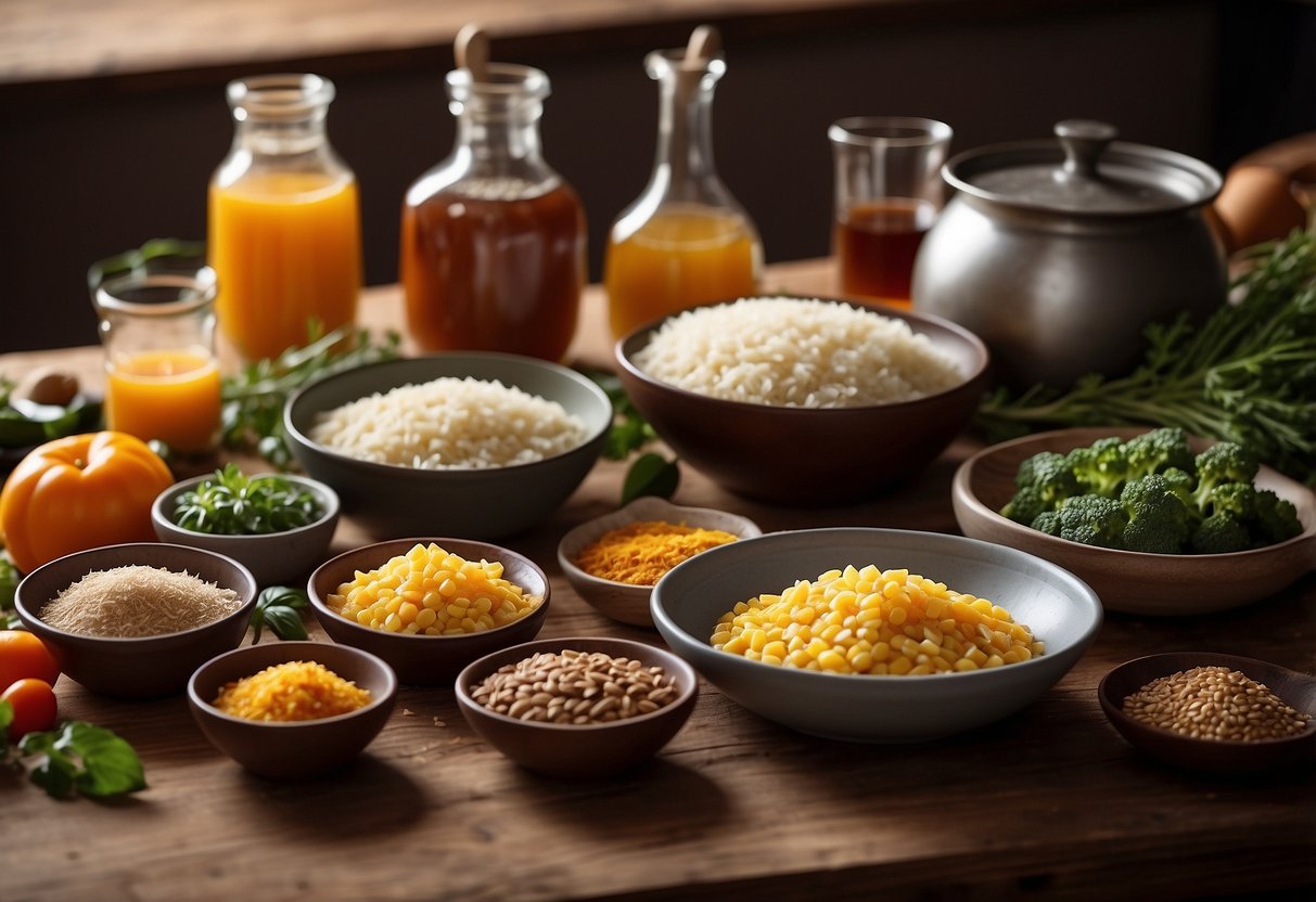 A table set with ingredients and utensils for cooking traditional family recipes