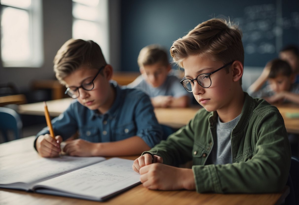 Boys confidently solve math problems, challenging stereotypes