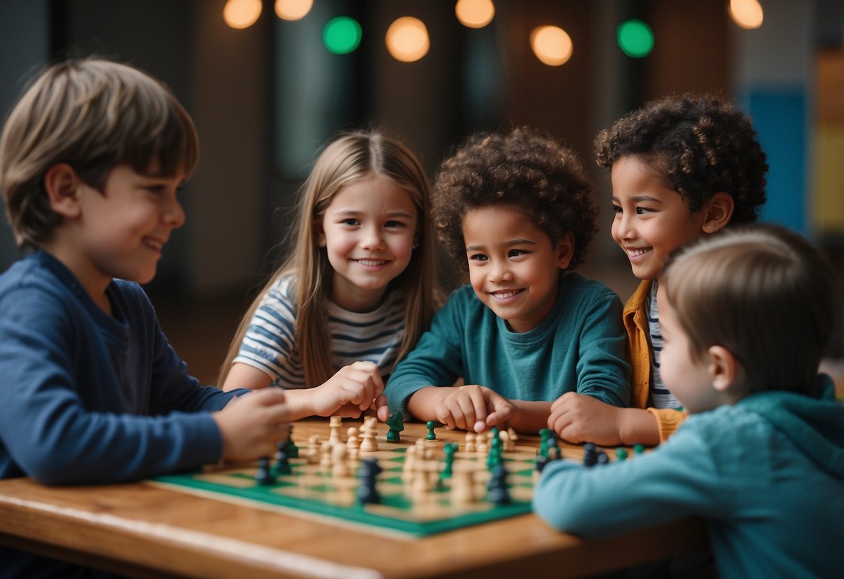 A group of children engage in empathy activities, such as role-playing and sharing experiences, to understand others' perspectives and feelings