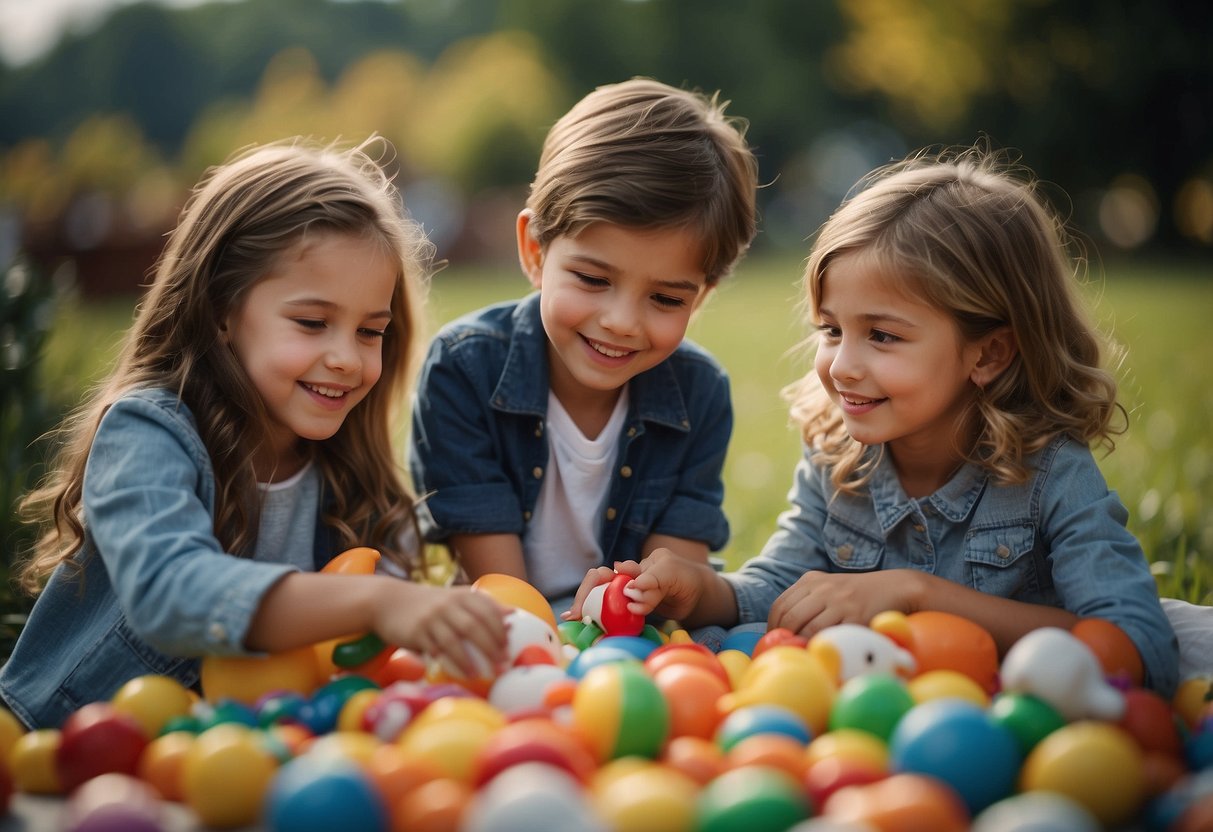 Children sharing toys with friends, showing empathy and kindness