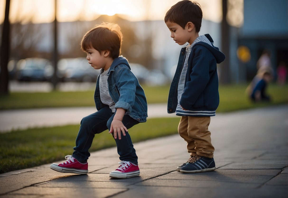 Children swapping shoes, observing surroundings, listening to others, expressing empathy, and role-playing different perspectives