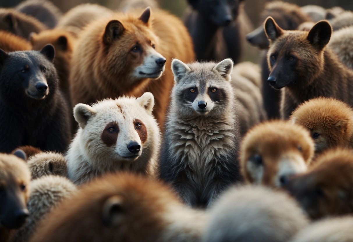 A circle of diverse animals gather, listening attentively. One animal offers support to another, demonstrating empathy and compassion