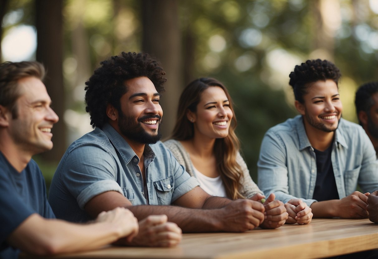 A diverse group engages in respectful communication using various techniques