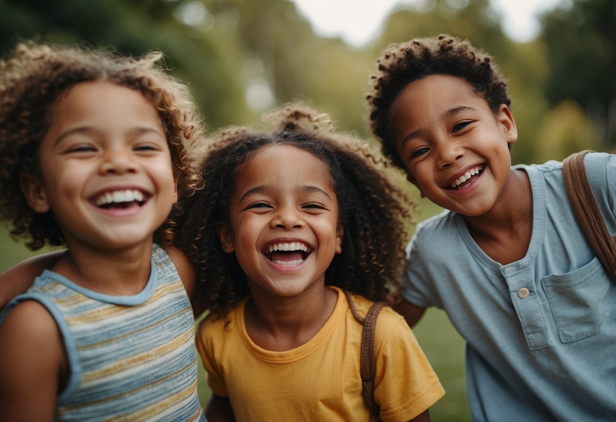 A diverse group of children play together, each with a different skin tone. They are laughing and smiling, embracing their unique colors