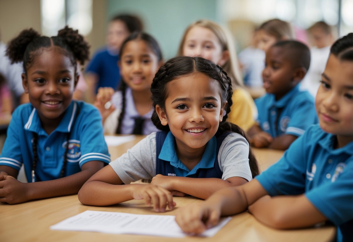 Local government officials present, kids engaged in learning about government and citizenship through interactive techniques