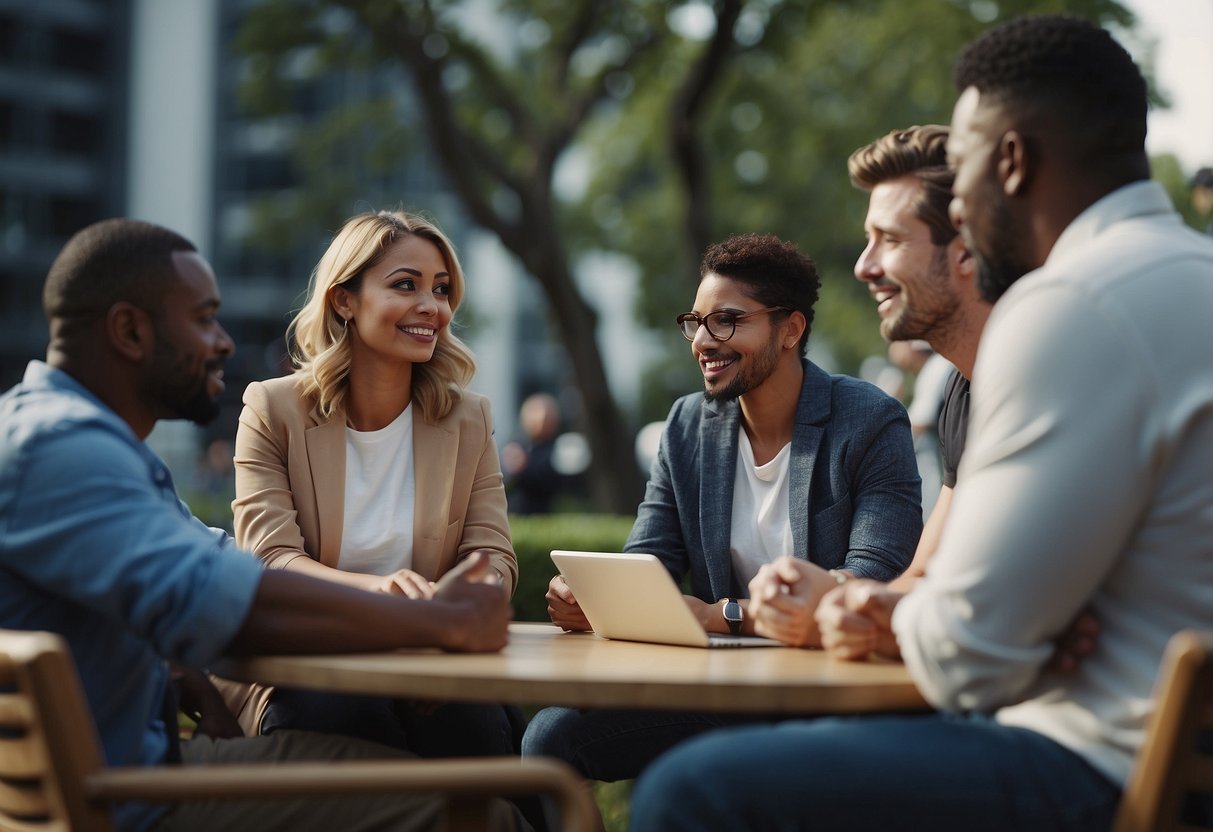 A diverse group of people engage in thoughtful discussions about current events and news on various social media platforms