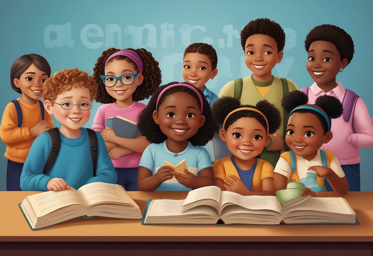 A diverse group of children engage in activities promoting empathy, diversity, and social justice. They participate in discussions, read books on social issues, create art, and engage in acts of kindness