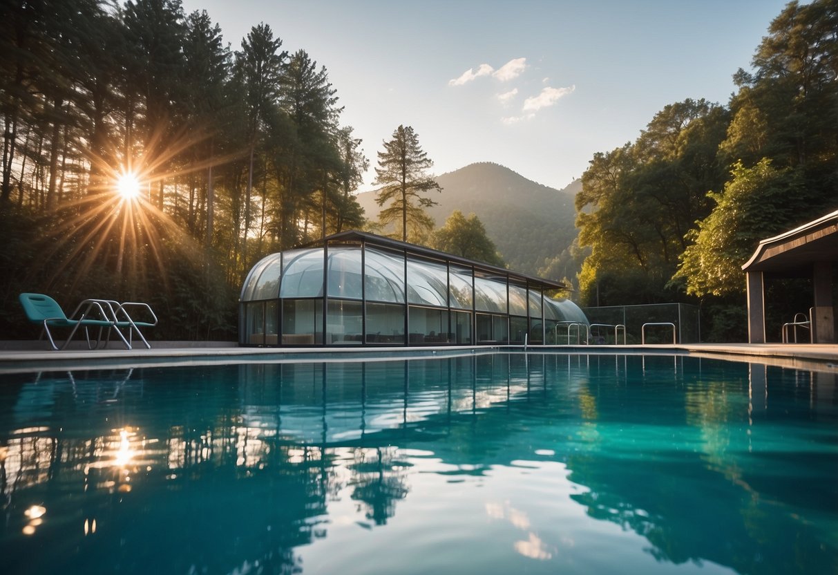 A pool filtration system is running smoothly, with clear water and no signs of debris or contamination. The water is sparkling and inviting, indicating a safe environment for children to swim in