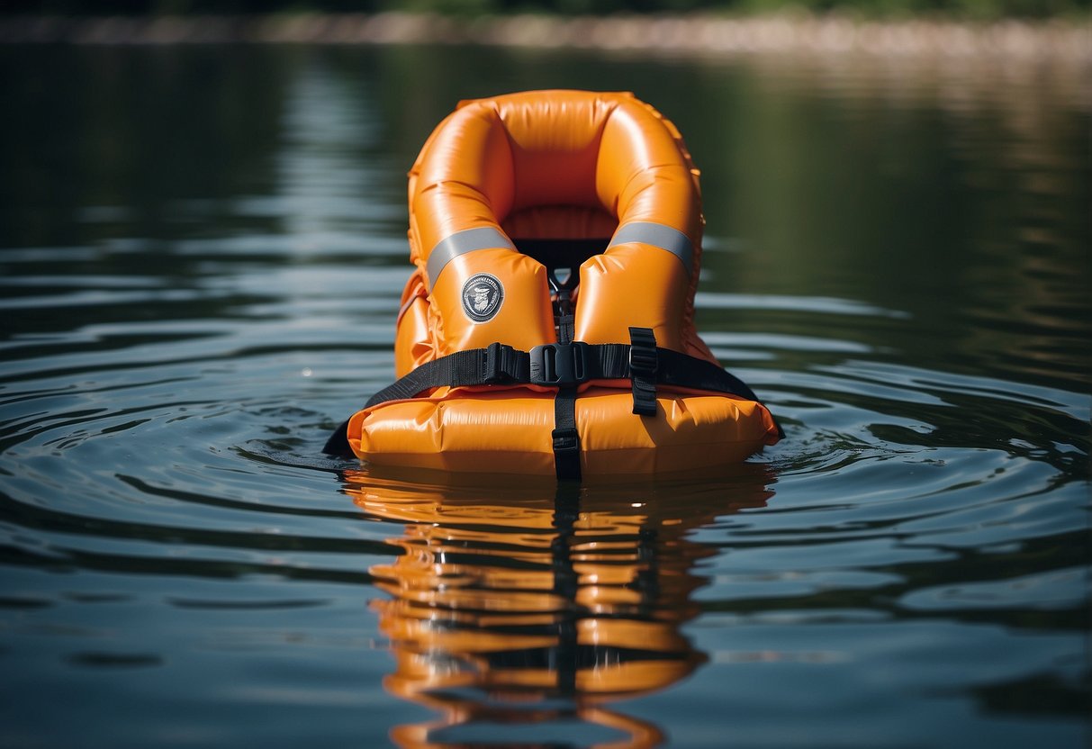 A child's life jacket floats on calm water, surrounded by a tangle of misconceptions and myths about water safety