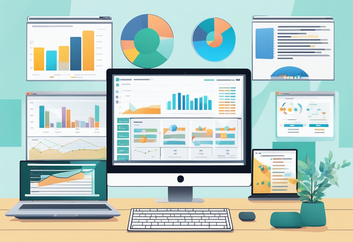 A computer screen displaying 8 paid webinar monetization alternatives with charts and graphs