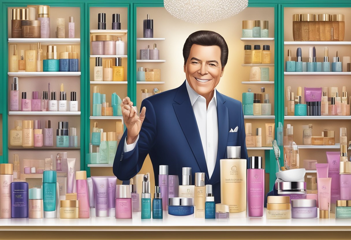 A vibrant display of Jequiti cosmetics and other commercial ventures, showcasing the innovations of Silvio Santos