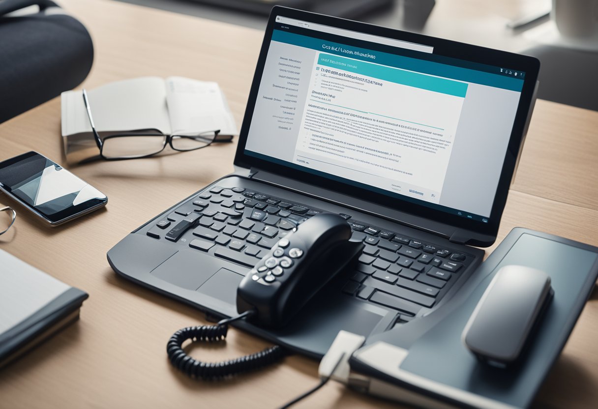 A phone with a real estate AI cold calling script displayed on a computer screen, while a list of potential leads sits nearby