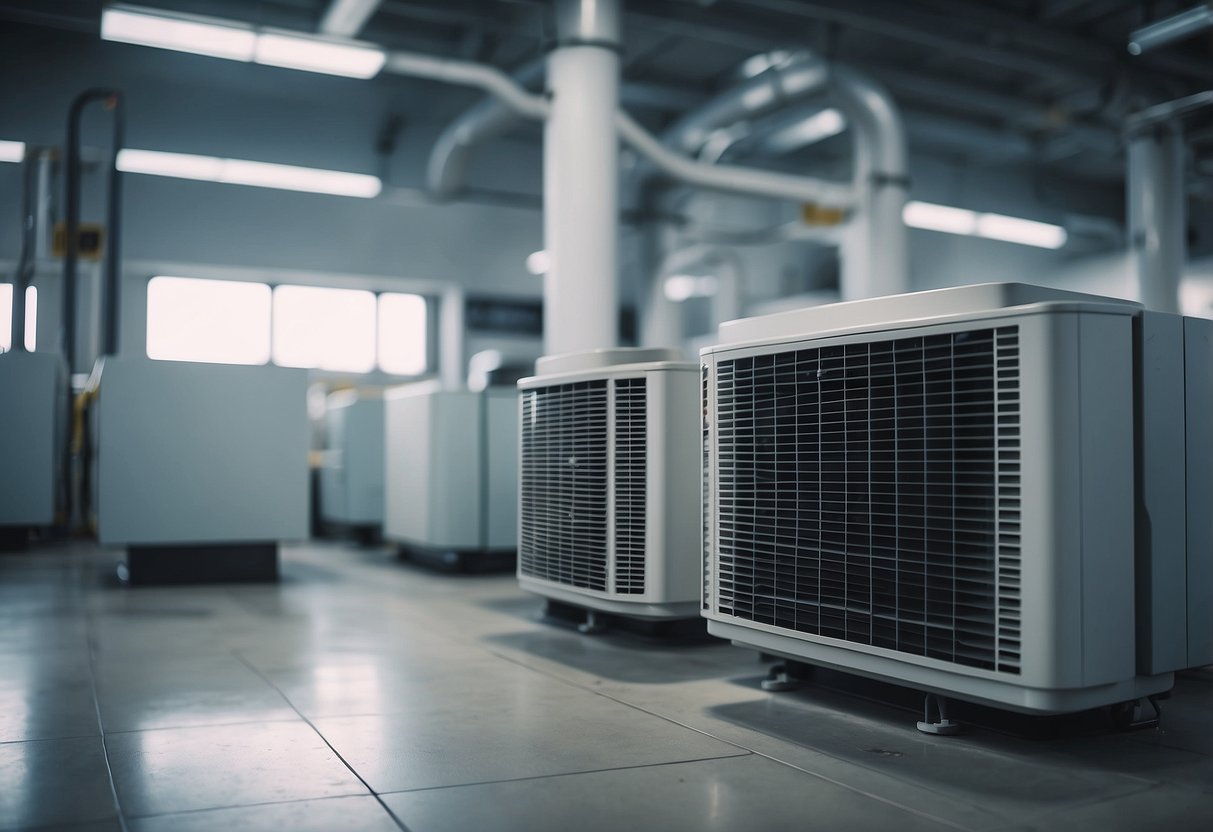 A clean and well-maintained HVAC system circulates fresh air through a modern, spacious indoor environment, promoting improved indoor air quality