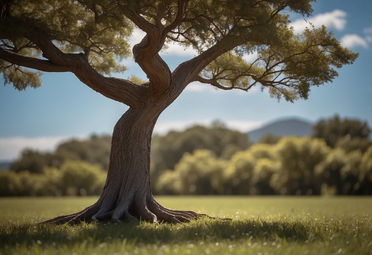 A tree bending in the wind, yet remaining strong and upright, symbolizing human resilience