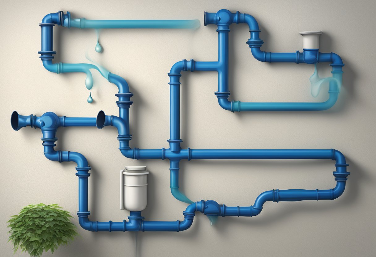 Seven water pipes in a wall leaking, with a focus on environmental and sustainability concerns