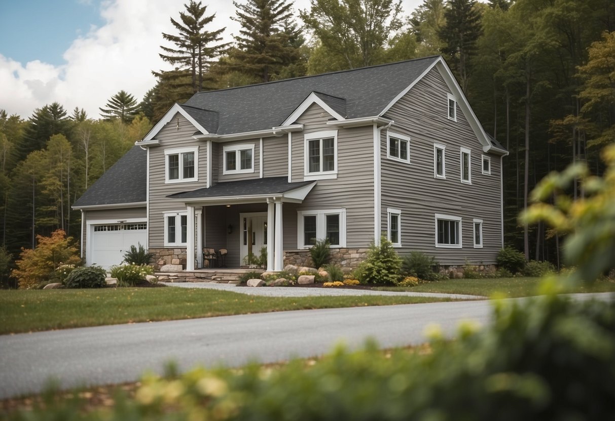 A residential house in Windham ME with a newly installed roof, featuring durable materials and clean lines