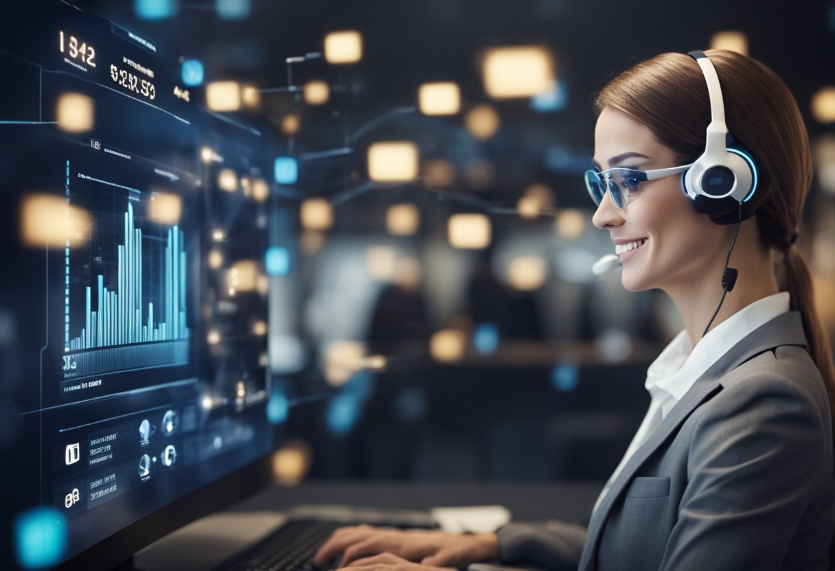 An AI call agent seamlessly handles multiple customer inquiries, increasing revenue and efficiency. The agent interacts with customers through a digital interface, providing quick and accurate responses