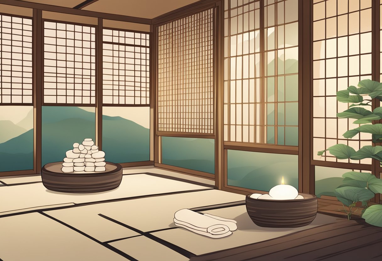 A serene Japanese head spa with traditional decor, soothing aromas, and tranquil ambiance