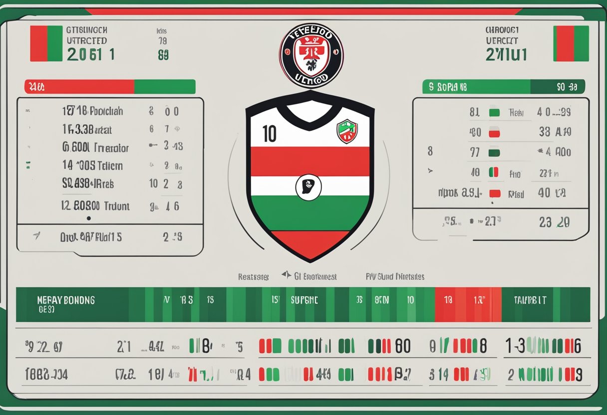 The Feyenoord-FC Utrecht match statistics being displayed on a digital screen