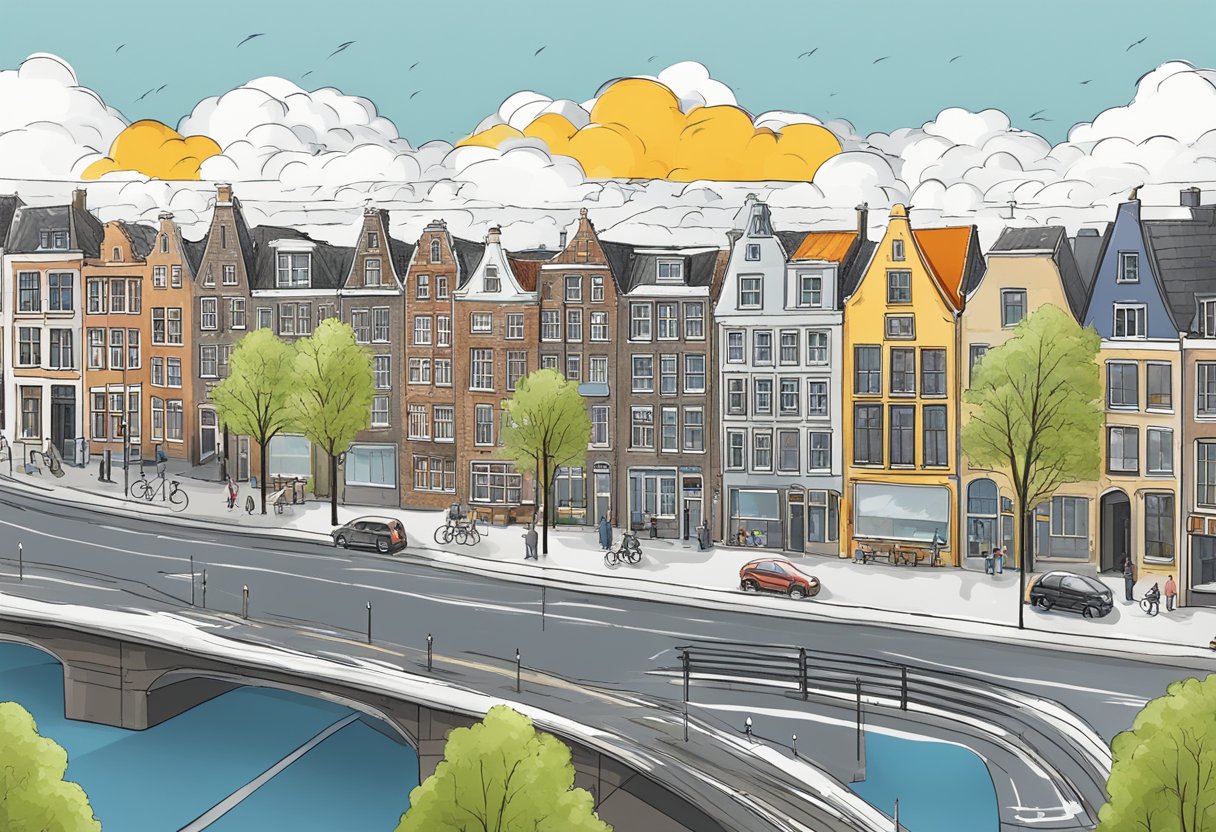 The scene depicts the current weather conditions in Utrecht over the next 10 days, with various weather patterns and temperatures