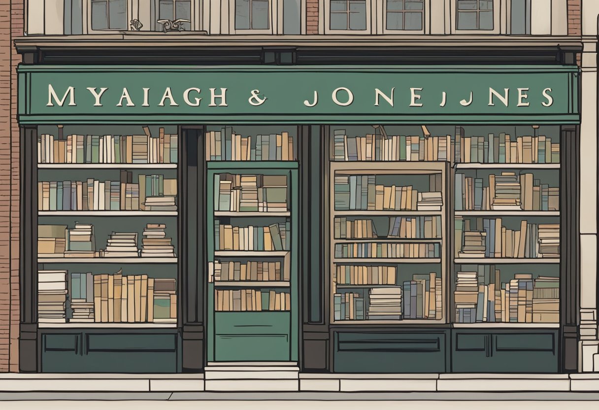 A cozy bookstore with shelves filled with history and philosophy books. A small sign reads "Miyagi and Jones Utrecht" above the entrance