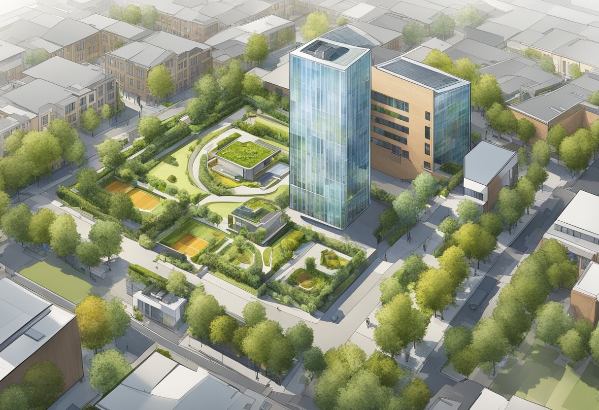 Aerial view of Pieter Baan Centrum in Utrecht, surrounded by greenery and with a modern, well-maintained building